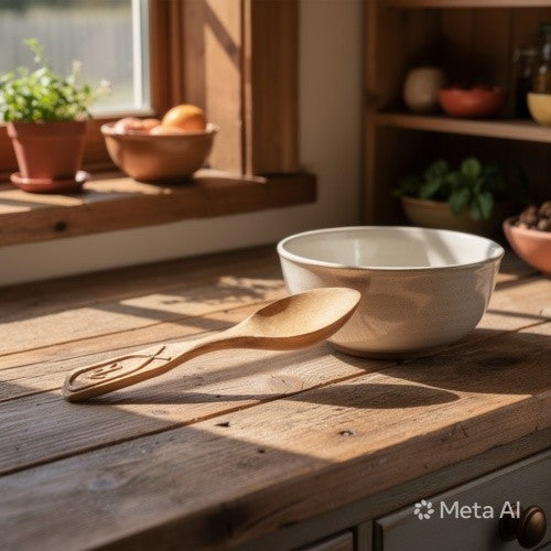 Hand Carved Wooden Spoon Handmade Cooking Spoon Natural Rustic Wood Kitchen Tool
