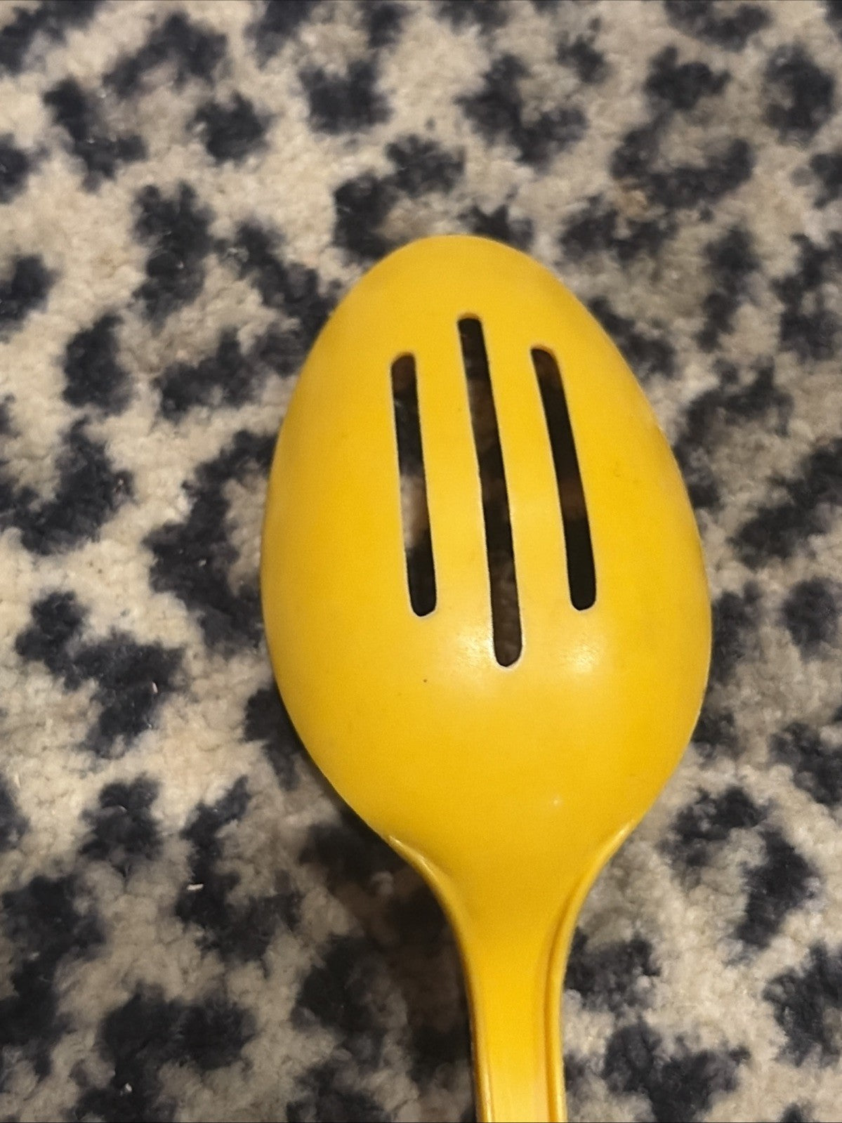 Vintage Yellow EKCO Slotted Serving Spoon 11" Made in USA Used Dishwasher Safe