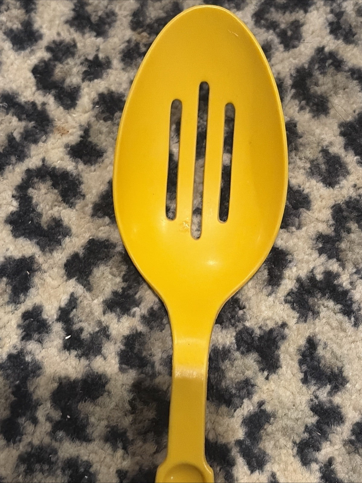 Vintage Yellow EKCO Slotted Serving Spoon 11" Made in USA Used Dishwasher Safe
